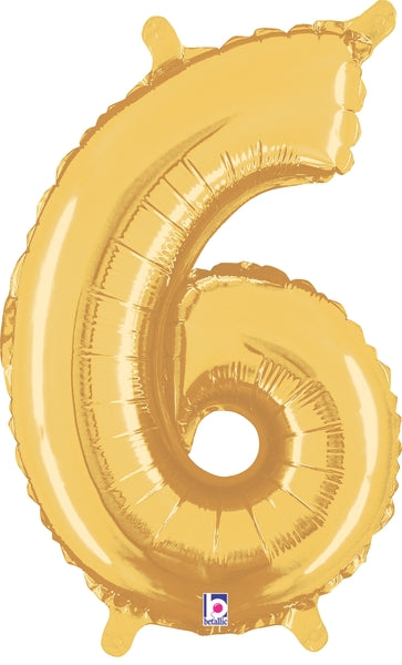 14" Airfill Only (Self Sealing) Megaloon Jr. Shape 6 Gold Balloon