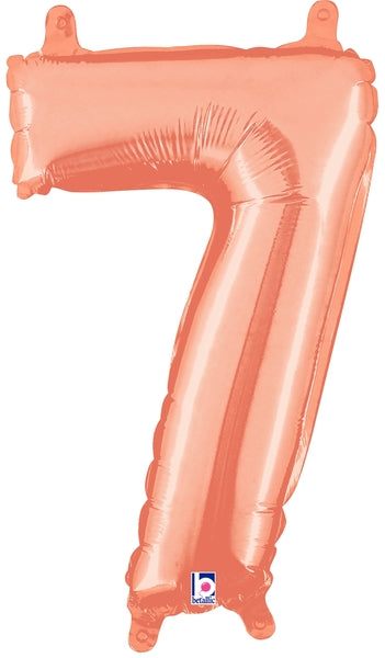 14" Airfill Only (Self Sealing) Megaloon Jr. Number 7 Rose Gold Balloon