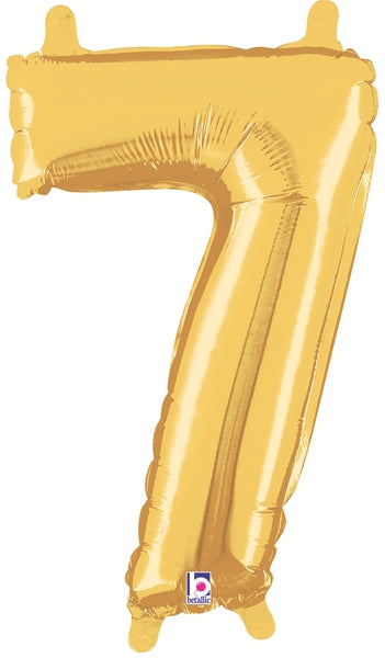 7" Airfill Only (requires heat sealing) Megaloon Jr. Number Balloon 7 Gold
