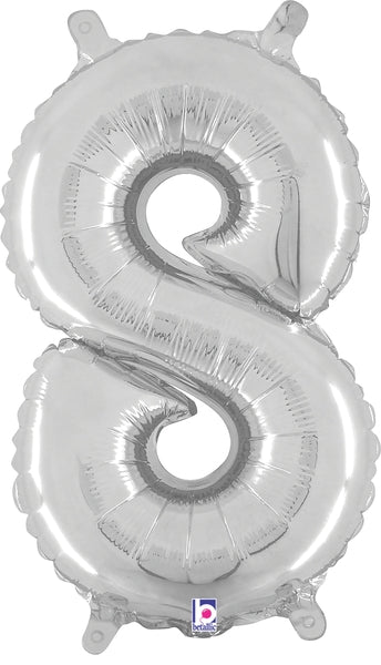 14" Airfill Only (Self Sealing) Megaloon Jr. Shape 8 Silver Balloon