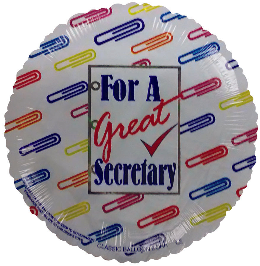 9" Airfill Only For a Great Secretary PaperClips Balloon