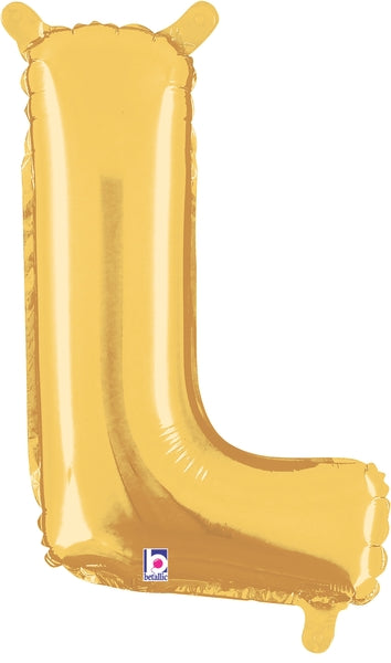14" Airfill Only (Self Sealing) Megaloon Jr. Shape L Gold Balloon