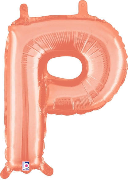 14" Airfill Only (Self Sealing) Megaloon Jr. Letter P Rose Gold Balloon
