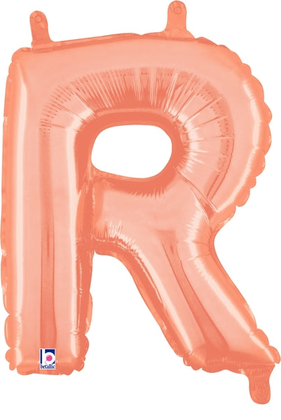 14" Airfill Only (Self Sealing) Megaloon Jr. Letter R Rose Gold Balloon