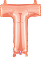 14" Airfill Only (Self Sealing) Megaloon Jr. Letter T Rose Gold Balloon