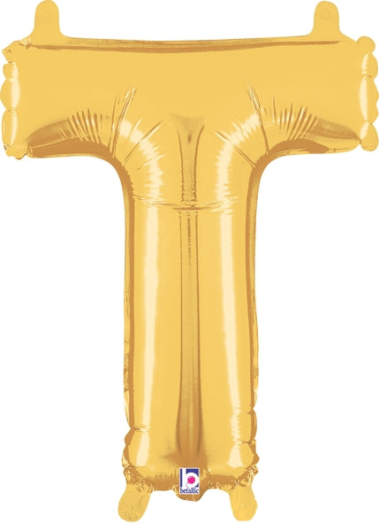 14" Airfill Only (Self Sealing) Megaloon Jr. Shape T Gold Balloon