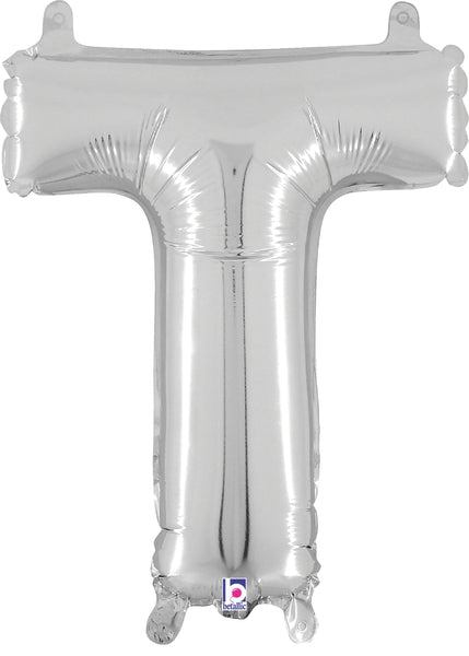 14" Airfill Only (Self Sealing) Megaloon Jr. Shape T Silver Balloon