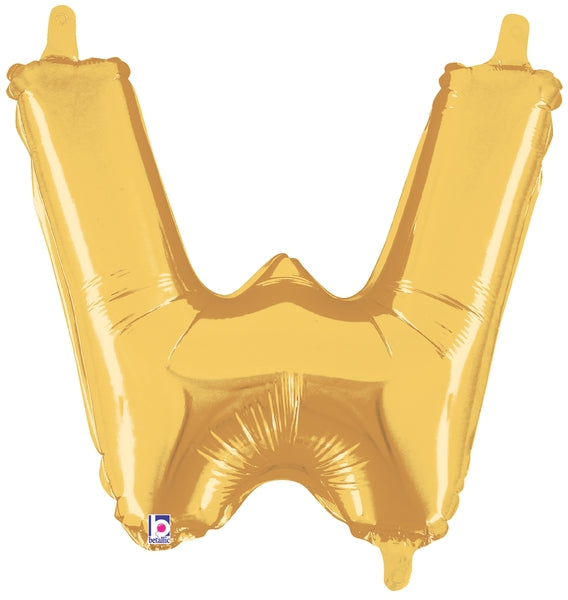 7" Airfill Only (requires heat sealing) Megaloon Jr. Letter Balloons W Gold