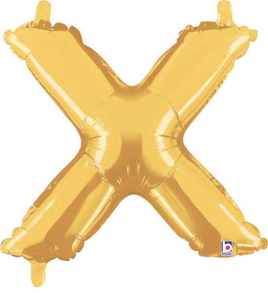 7" Airfill Only (requires heat sealing) Megaloon Jr. Letter Balloons X Gold