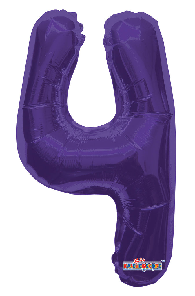 14" Airfill with Valve Only Number 4 Purple Balloon
