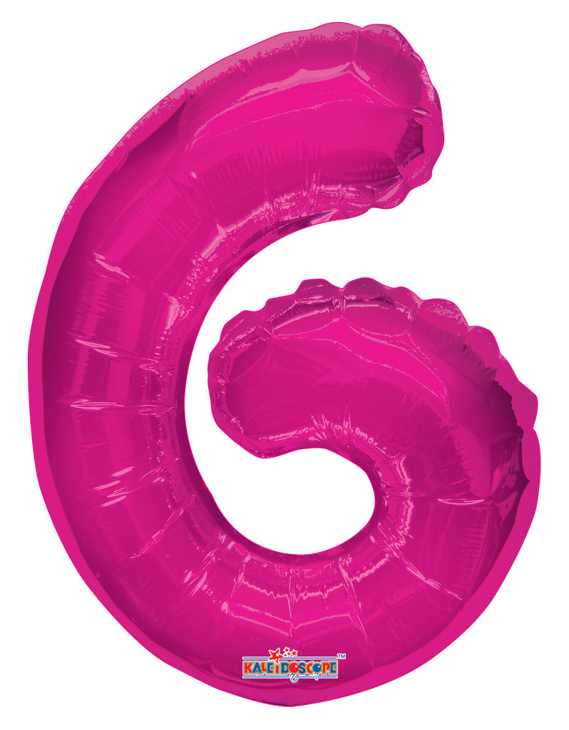 14" Airfill with Valve Only Number 6 Magenta Balloon