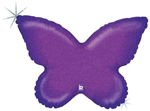 30" Holographic Solid Color Butterfly Purple Balloon