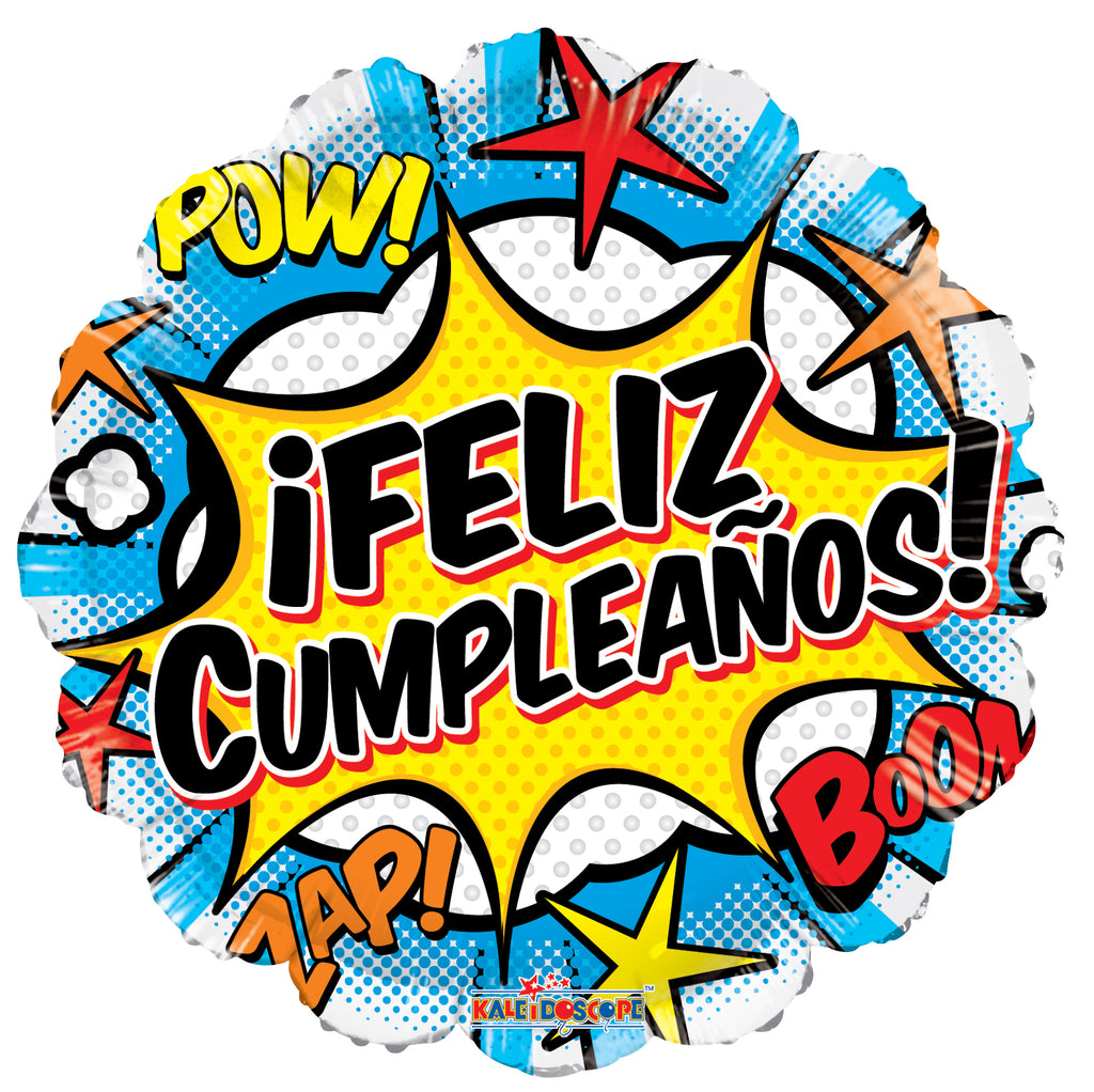 18" Feliz Cumple Comic Gellibean Balloon (Spanish)