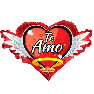 28" Te Amo Corazon Rojo Con Alas Balloon (Spanish)
