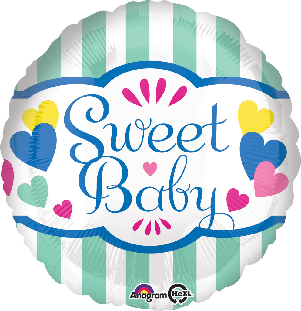 18" Sweet Baby Stripes & Hearts Balloon