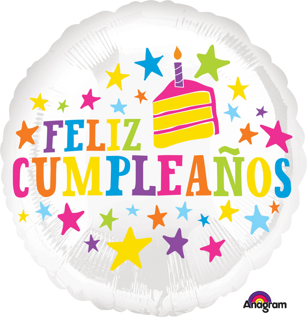 18" Feliz Cumpleanos Stars Balloon (Spanish)