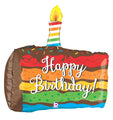 28" Multi-Sided Rainbow Birthday Cake Balloon