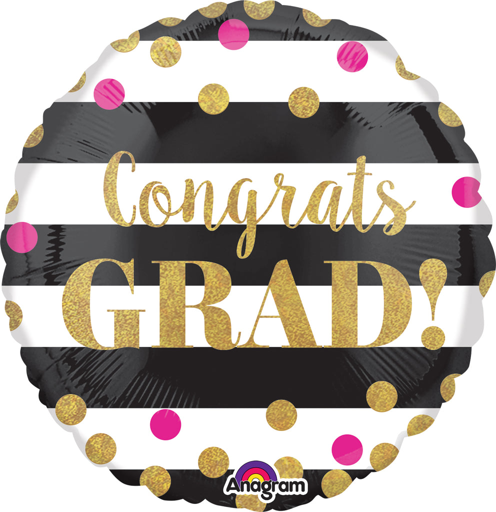 18" Gold Confetti Grad Balloon