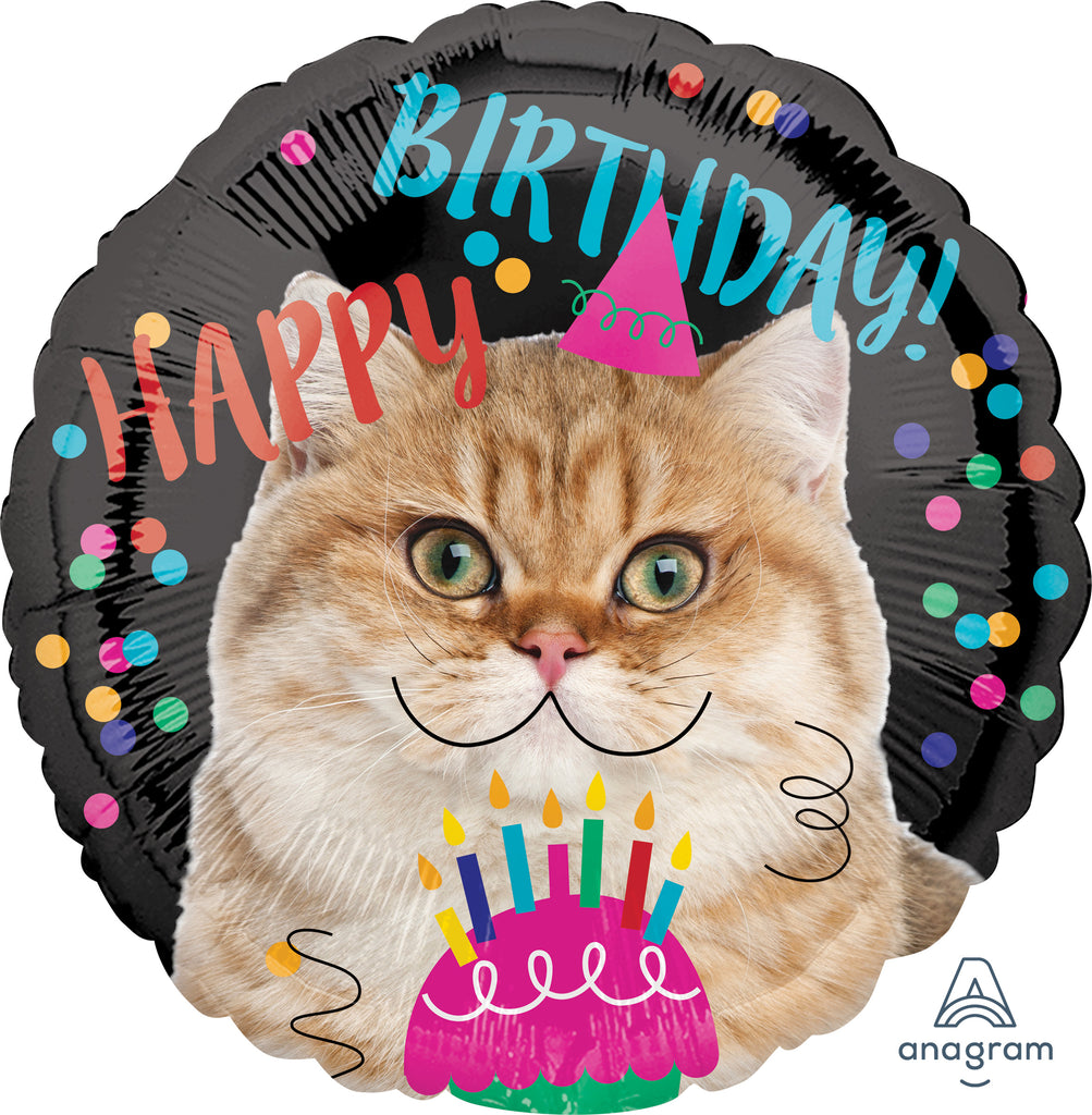 18" Happy Birthday Cat Balloon