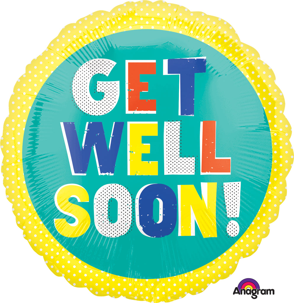 18" Get Well Happy Type Balloon