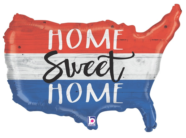 33" Foil Shape Packaged Patriotic Home Sweet Home Balloon