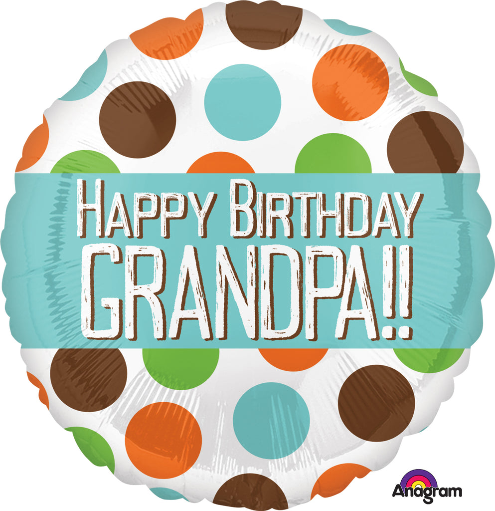 18" Happy Birthday Dots Grandpa Balloon