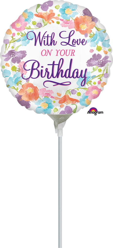 4" Airfill Only With Love on Your Birthday Balloon