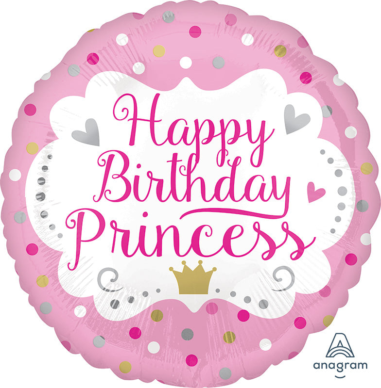 18" Happy Birthday Princess Foil Balloon