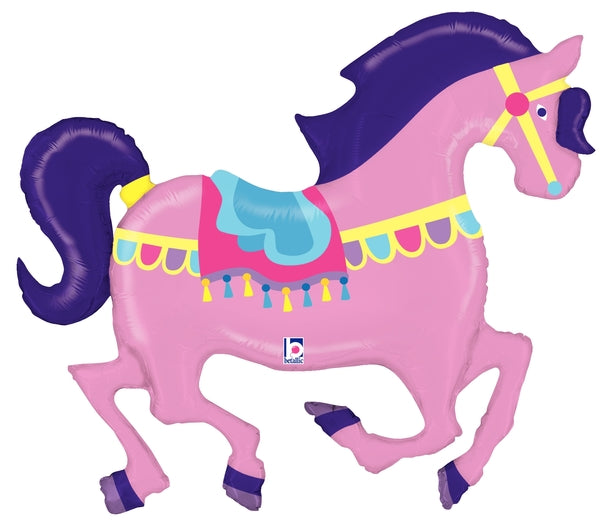 48" Foil Shape Packaged Carousel Horse Foil Balloon