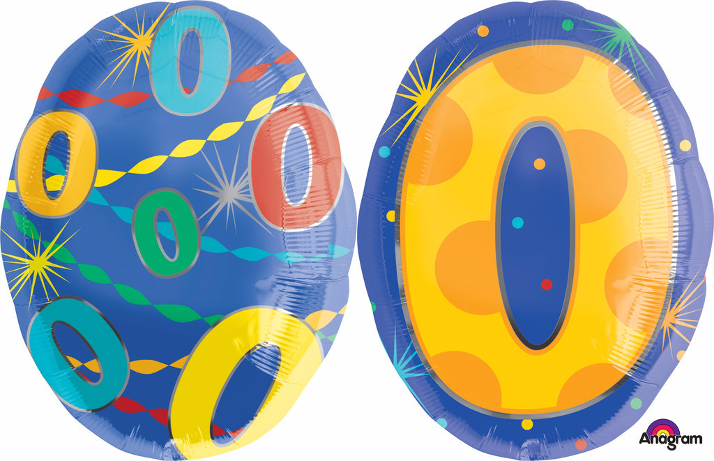 20" Number 0 Confetti Dots Balloon