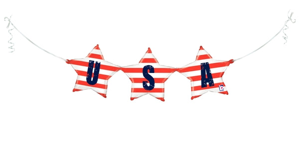 37" Air Filled Only USA Bunting Foil Balloon