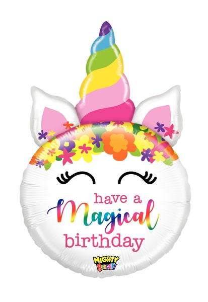 33" Mighty Bright Balloon Shape Mighty Birthday Unicorn
