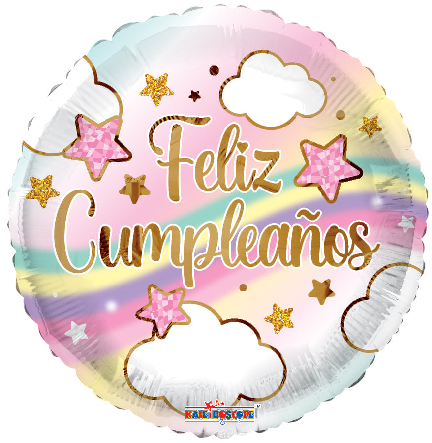 18" Cumple Nubes Y Arcoiris (Spanish) Foil Balloon