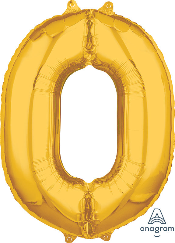26" Number "0" Gold Mid-Size Shape Foil Balloon