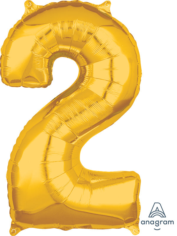 26" Number "2" Gold Mid-Size Shape Foil Balloon