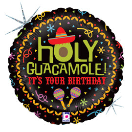 18" Holographic Balloon Holy Guacamole Birthday