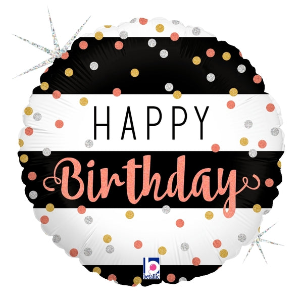 9" Airfill Only Holographic Rose Gold Birthday Foil Balloon