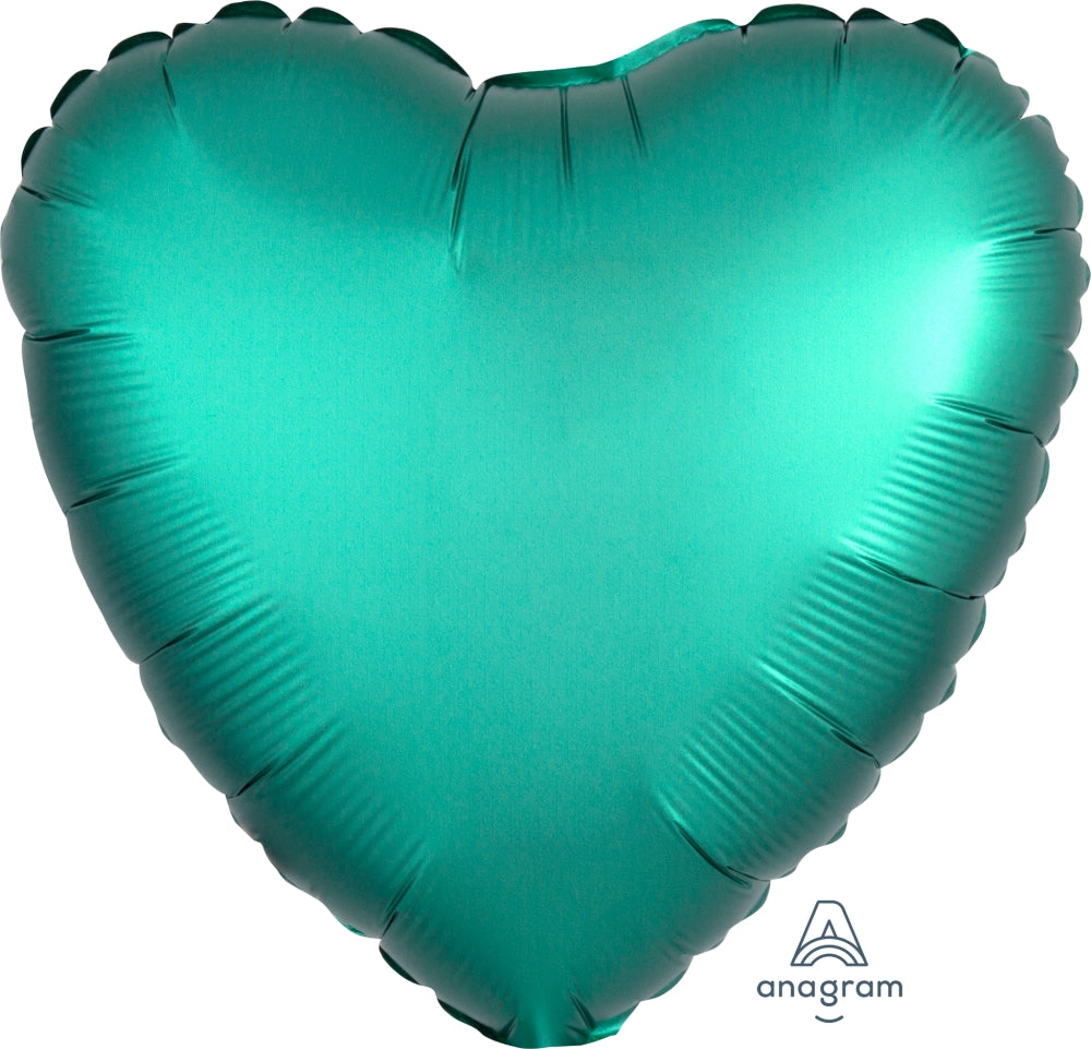 18" Satin Luxe Jade Heart Foil Balloon