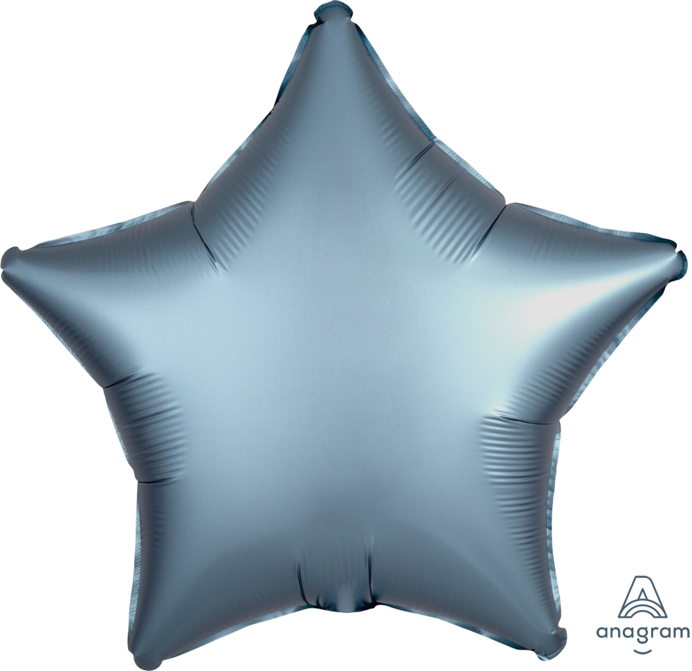18" Satin Luxe Steel Blue Star Foil Balloon