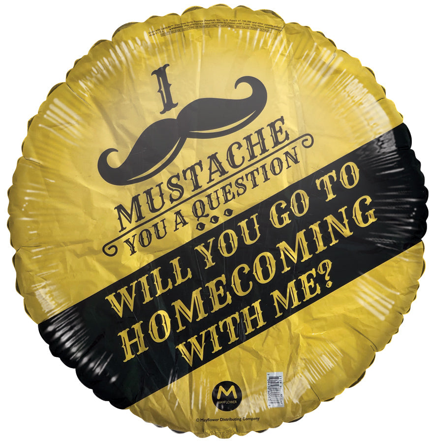 18" I mustache You A Questions Homecoming Foil Balloon