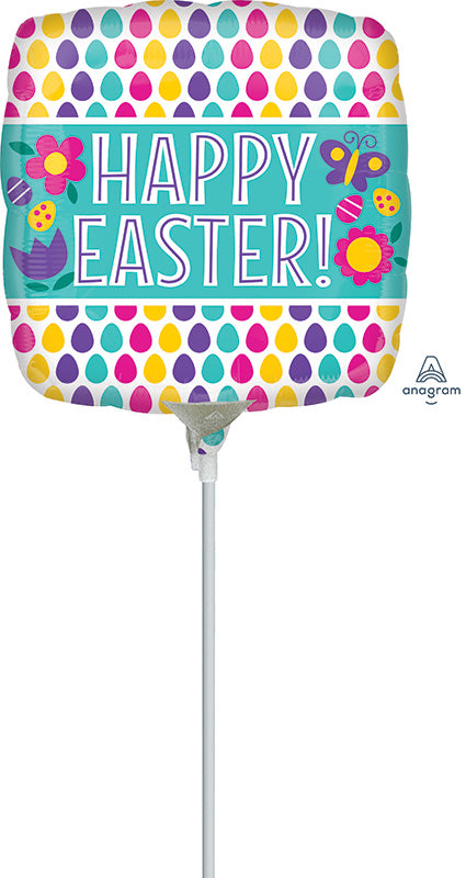 9" Easter Egg Pattern Airfill Only Foil Balloon