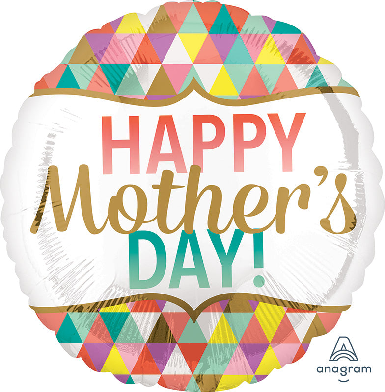18" Happy Mother's Day Geometric Foil Balloon