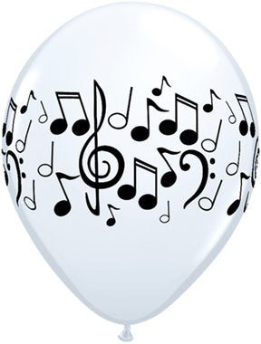 11" Music Notes White (50 Per Bag) Latex Balloons