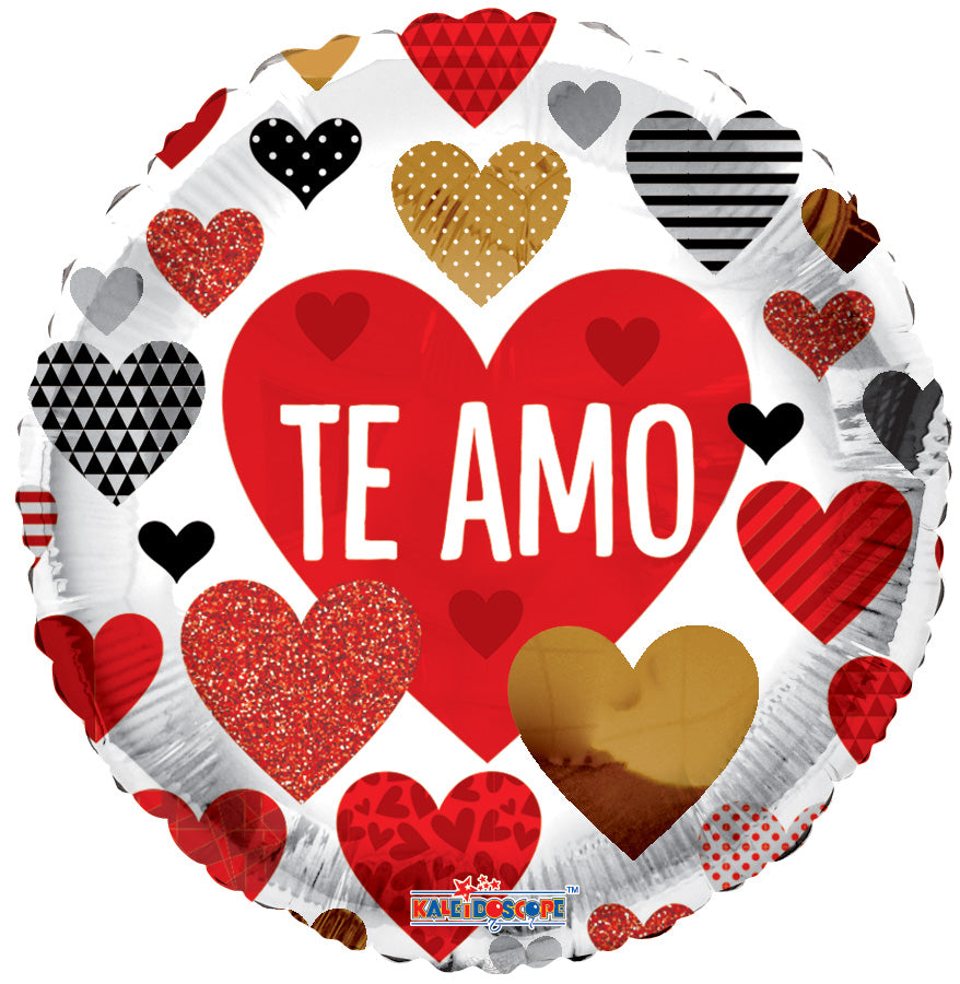 18" Te Amo Corazones Texturas Foil Balloon (Spanish)