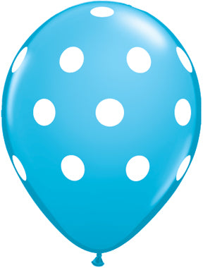 11" Big Polka Dots Robin's Egg Blue (50 Per Bag) Latex Balloons