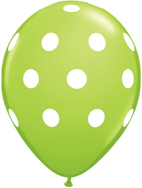 11" Big Polka Dots Lime Green (50 Per Bag) Latex Balloons