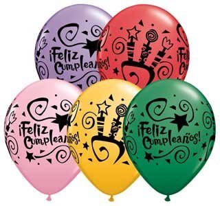 11" Feliz Cumpleanos! Party Special Assortment (50 Count) Balloon (Spanish)