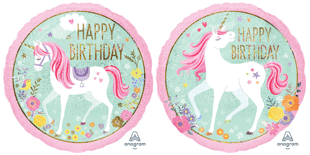 18" Magical Unicorn Happy Birthday Foil Balloon