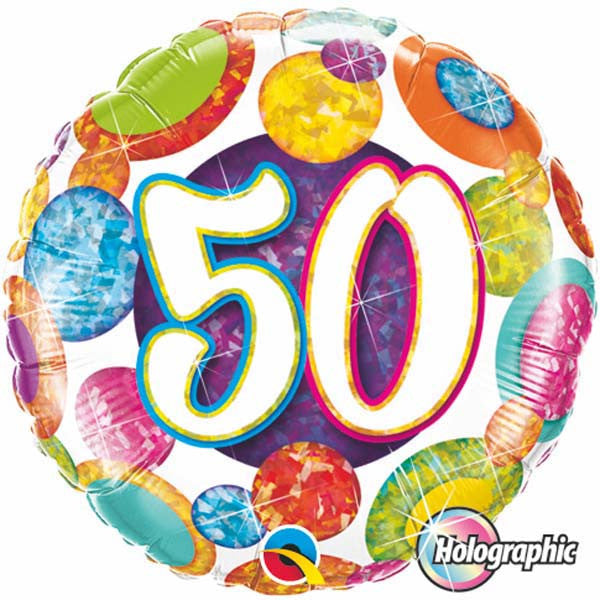 18" Fifty Big Dots & Glitz 50 Mylar Balloon