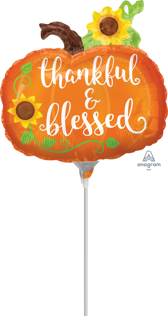 Airfill Only Thankful & Blessed Pumpkin Foil Balloon